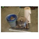 Chaplin can (dented), rolling cart, floor dry, etc