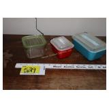 Vintage colored Pyrex & clear unmarked dish