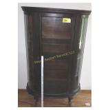 Antique curved glass curio w/claw feet