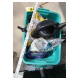 totes with fertilizer, potting soil & water can