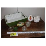Chicken figurines & misc items