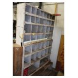 Wooden Parts Bin 6 1/2ft T x 50 1/2 W