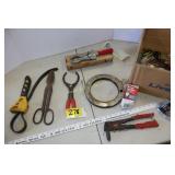 Exhaust pipe cutter, riveter, misc tools