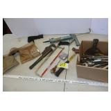 Tool belt, caulk gun, hack saw, hammer, etc