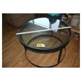 Handmade coffee table from wagon wheel rims