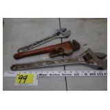 Large crescent wrench & pipe wrench