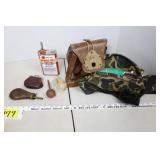 Muzzleoader Supplies, Powder Flask, Powder, Balls.