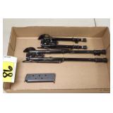 2 bipods & cartridge magazine (unknown cal.)