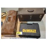 2 metal toolboxes, DeWalt box