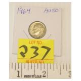 1964 Silver Dime AU50