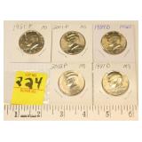 Half Dollar Pieces (5)