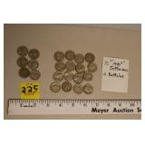 1940 Nickels 16ct Jefferson, 6ct Buffalo