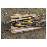hand tools- spades, hammers, breaker bar, etc
