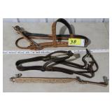 2 Leather Head stalls & whither strap