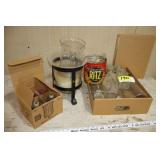 glass canisters, candles