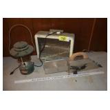 Drywall taping banjo, heater, Coleman lantern