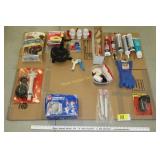 Plumbing items - sewer auger, calk, fittings, etc