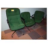 3 Retro Green Office Chairs