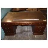 Heavy Wooden Desk w/ Glass Top