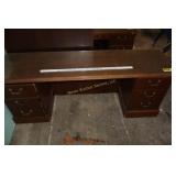 Heavy Wooden Desk w/ Glass Top