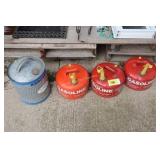 3 Metal Gas Cans & kerosene can