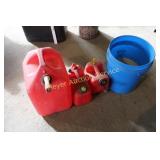 3 Gas cans & floor dry