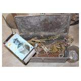 Galvanized box w/contents & electric bit sharpener