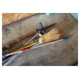 Brooms, mops, wash brushes, channel shelving