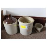 2 Gallon Redwing (cracked) Brown Jug, Sm Crock