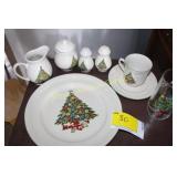 Christmas Dinnerware Set, wrapping paper & cards