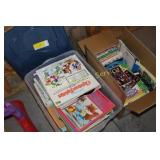 Tote & box full of kids books and movies