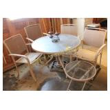 Patio Table, 4 Chairs, side table, umbrella base