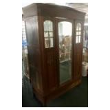 Antique Armoire/ Wardrobe, with glass mirror doors