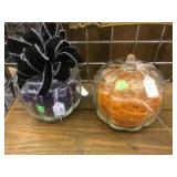 2- Pumpkin shaped Glass Candy Jars