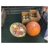 Plate, Basketball, and candle holders Plate, Basketball, and candle holders