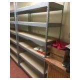 PLEASE READ ENTIRE DESCRIPTION FOR DETAILS. Metal rack shelving with wood shelf inserts