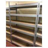 PLEASE READ ENTIRE DESCRIPTION FOR DETAILS. Metal rack shelving with wood shelf inserts PLEASE READ ENTIRE DESCRIPTION FOR DETAILS. Metal rack shelving with wood shelf inserts