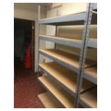 PLEASE READ ENTIRE DESCRIPTION FOR DETAILS. Metal rack shelving with wood shelf inserts