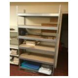 PLEASE READ ENTIRE DESCRIPTION FOR DETAILS. Metal rack shelving with wood shelf inserts