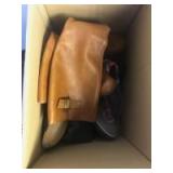 Box with misc boots and shoes