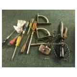 Lot of hand tools includes an old soldering iron Lot of hand tools includes an old soldering iron