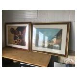 2 Framed and Matted Wall Prints, one on the right is 27 x 33 inches