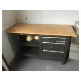 Craftsman Metal workbench, 3 drawers, wood top, approx 60 inches long