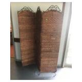 Woven Room Divider with wrought iron frame