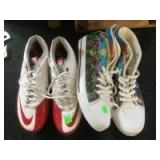2 pair of shoes colorful pair is size 14, cleats are size 10.5 2 pair of shoes colorful pair is size 14, cleats are size 10.5