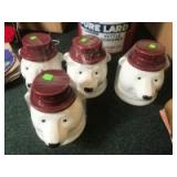 4 matching Bear Cookie Jars