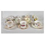 Tea cups with saucers and 2 mugs. Paragon, Royal