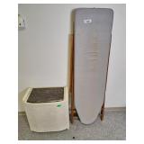 Ironing board and laundry basket