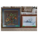 Framed Vintage Needlework and Framed Alan