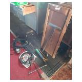 Car creeper, old jack, light, grease gun,